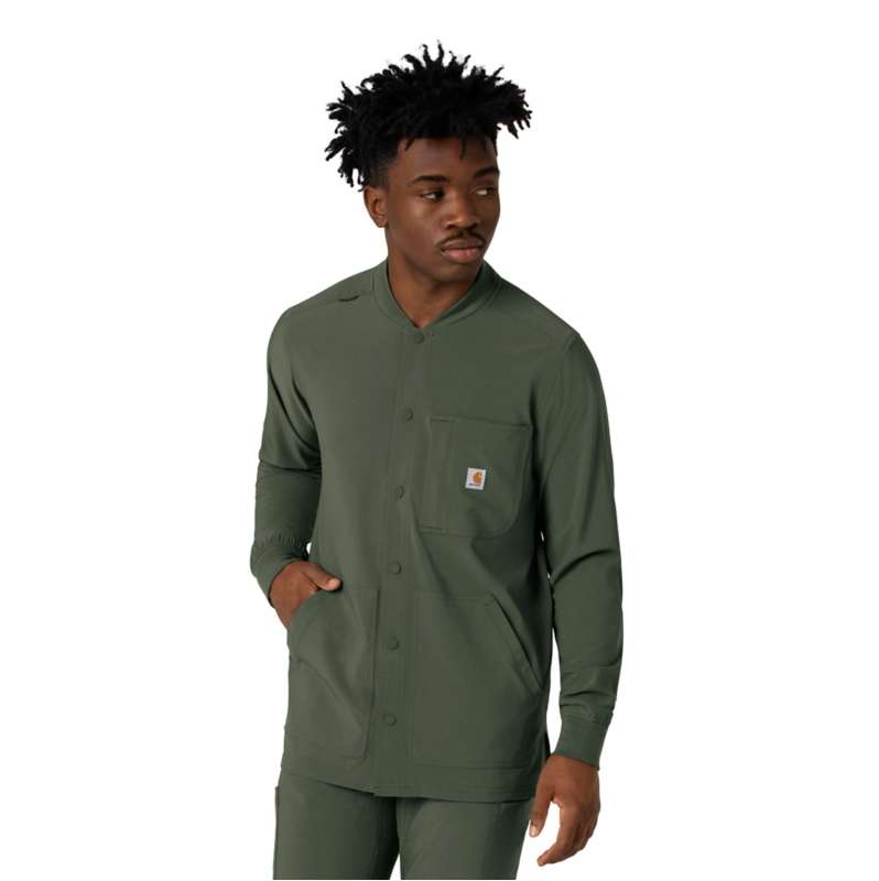 Carhartt  Olive Force Cross-Flex Men's Shirt Scrub Jacket