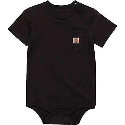 Carhartt Infant girl,infant boy,kids' unisex Black Kids' Short Sleeve Pocket Bodysuit