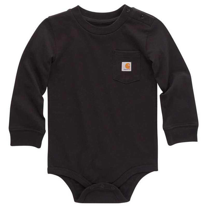 Carhartt  Black Kids' Long-Sleeve Pocket Bodysuit