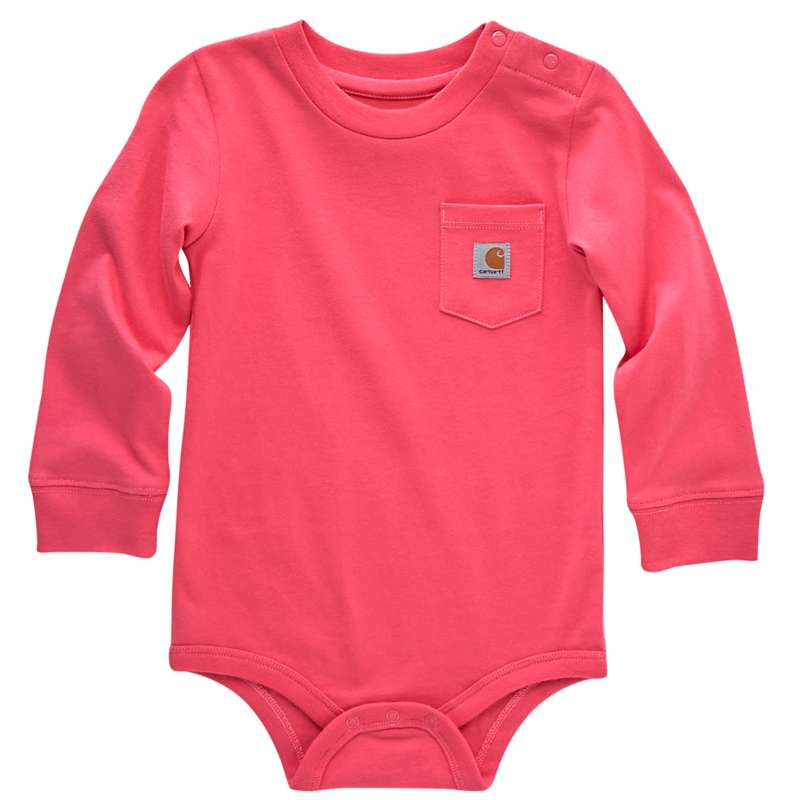 Carhartt  Pink Rose Kids' Long-Sleeve Pocket Bodysuit