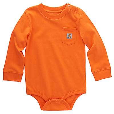 Carhartt Infant boy,infant girl Hunter Orange Kids' Long-Sleeve Pocket Bodysuit