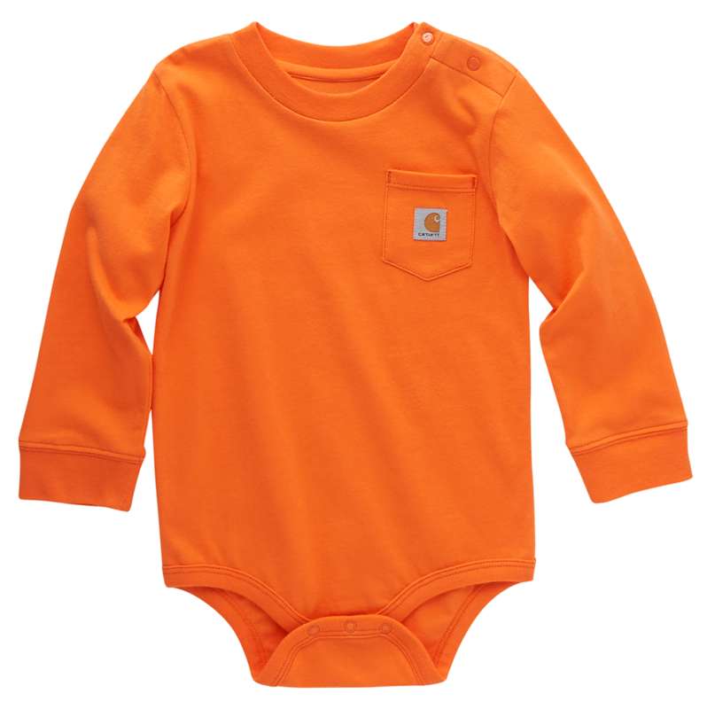 Carhartt  Hunter Orange Kids' Long-Sleeve Pocket Bodysuit