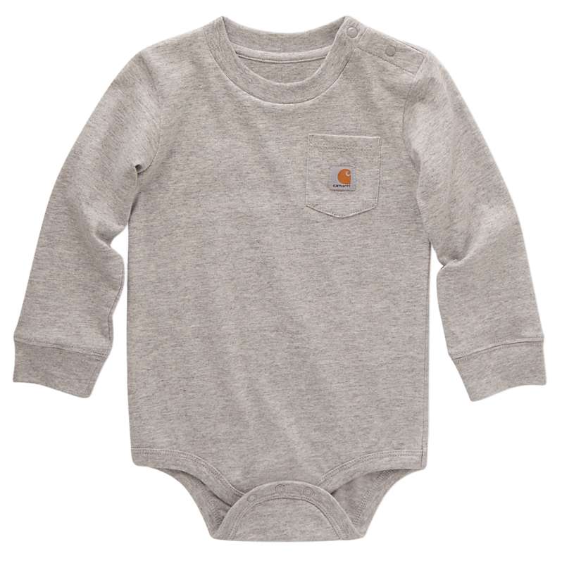 Carhartt  Heather Gray Kids' Long-Sleeve Pocket Bodysuit