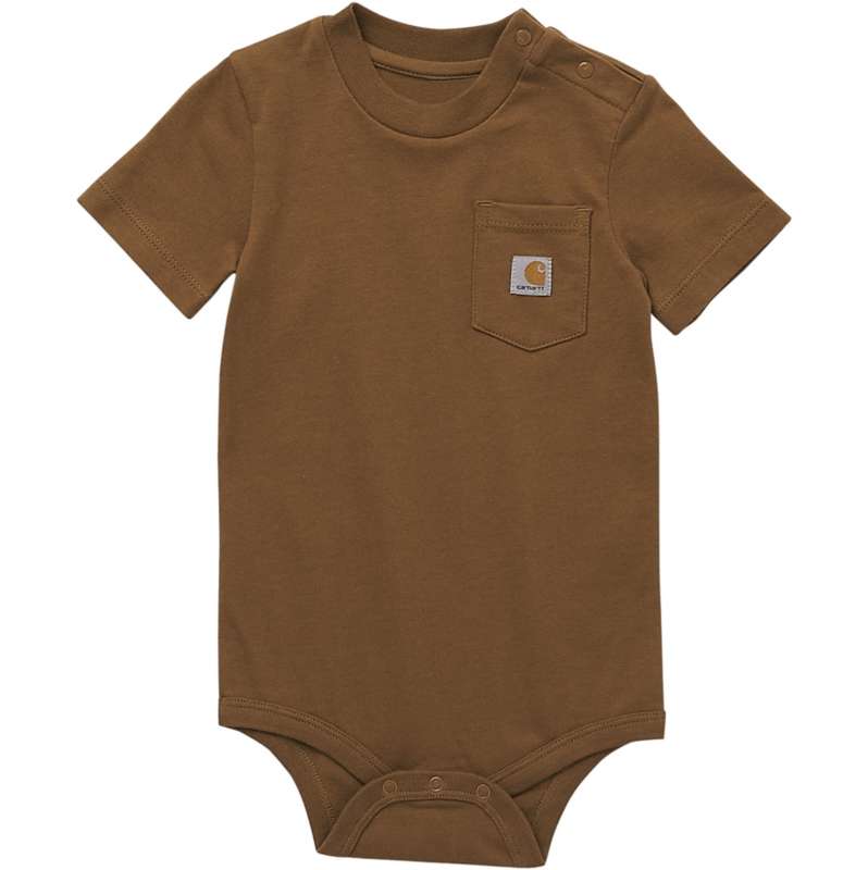 Carhartt  Carhartt Brown Kids' Short Sleeve Pocket Bodysuit (Infant)