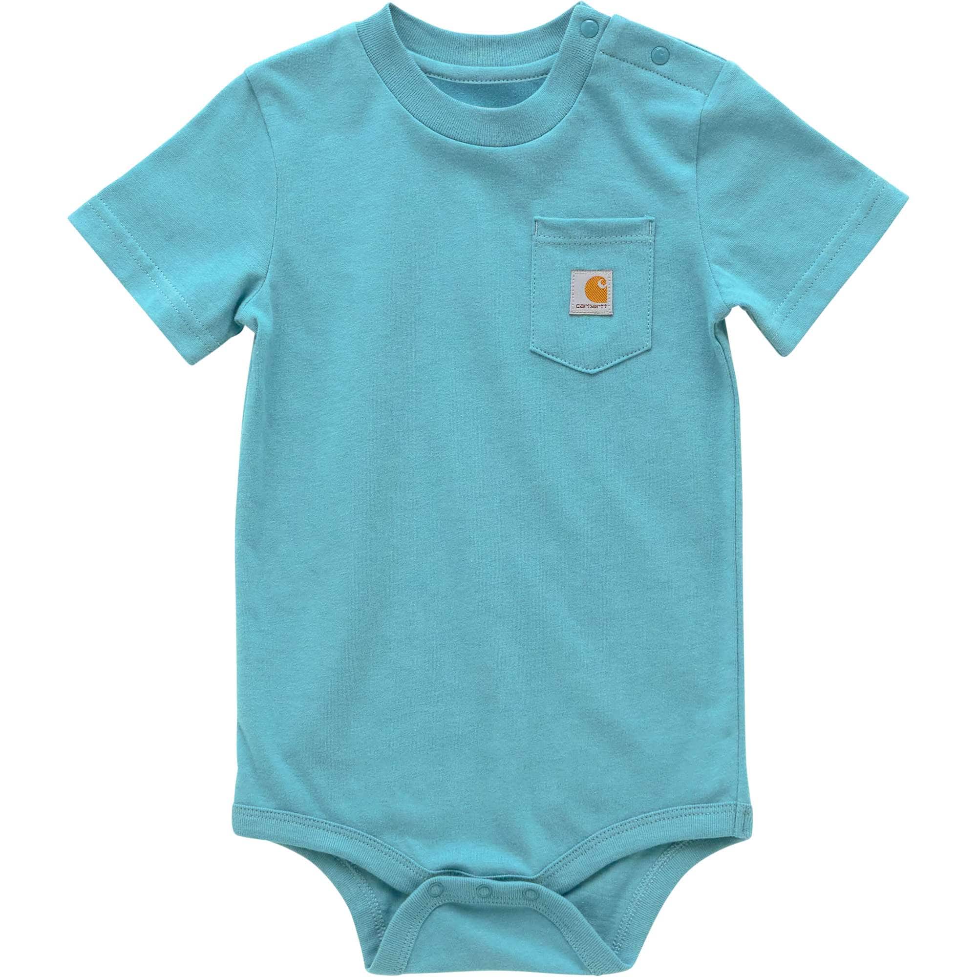 Carhartt Baby's Cotton Kids' Short Sleeve Pocket Bodysuit (Infant) | Summer Blue | 24M Ai