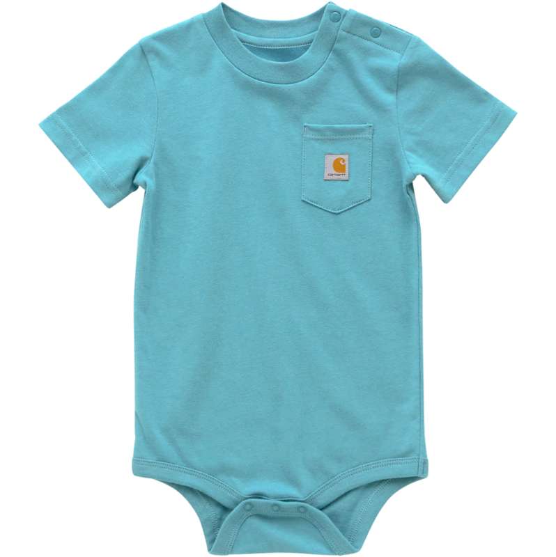 Carhartt  Summer Blue Kids' Short Sleeve Pocket Bodysuit (Baby)