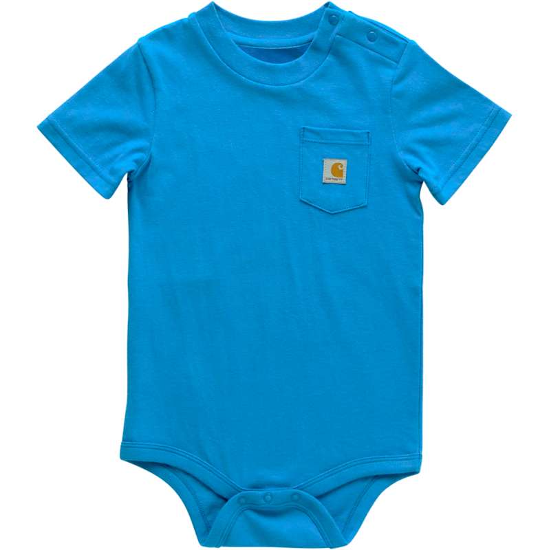 Carhartt  Engineer Blue Kids' Short Sleeve Pocket Bodysuit (Infant)