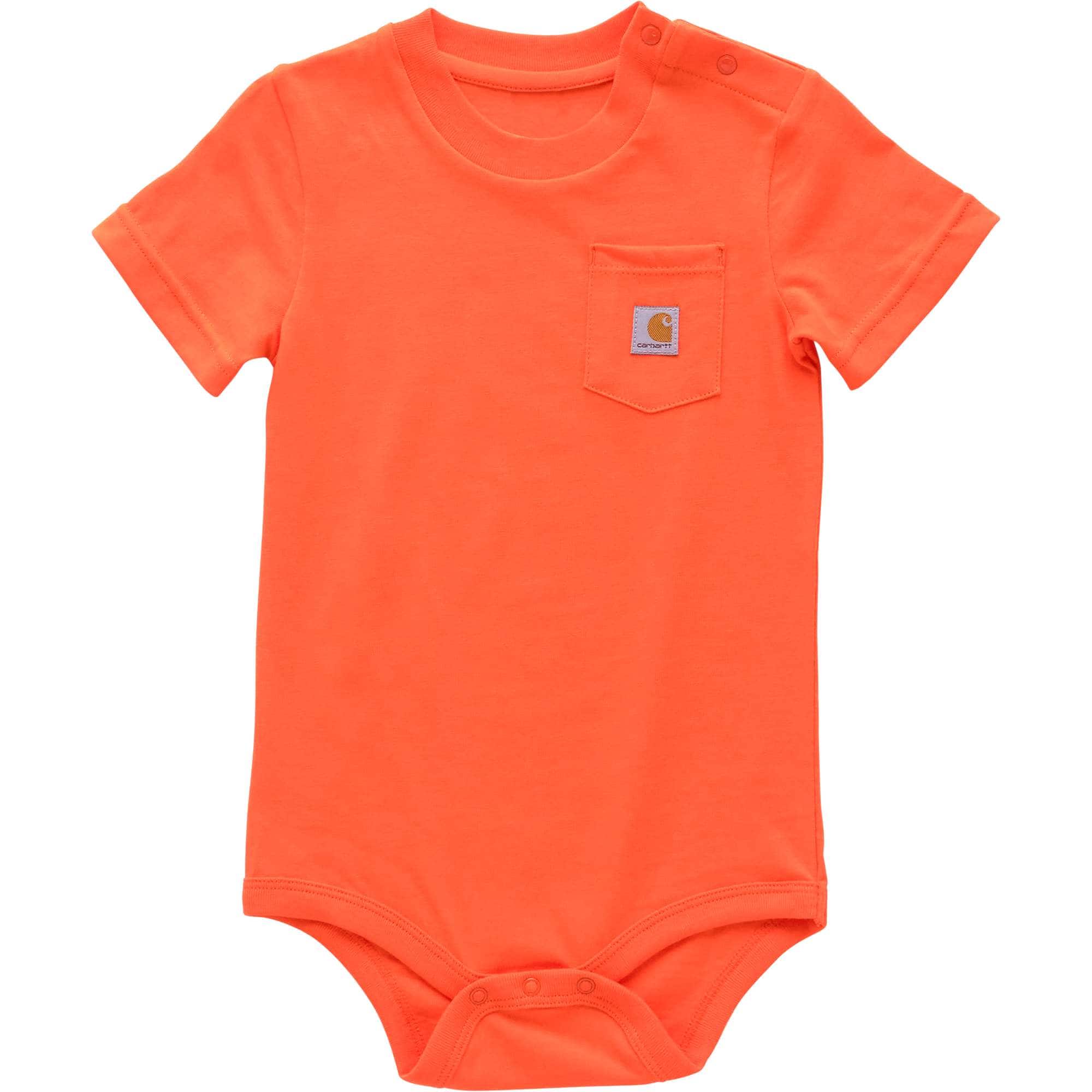 Carhartt Baby's Cotton Kids' Short Sleeve Pocket Bodysuit (Infant) | Roasted Tomato | 6M Ai
