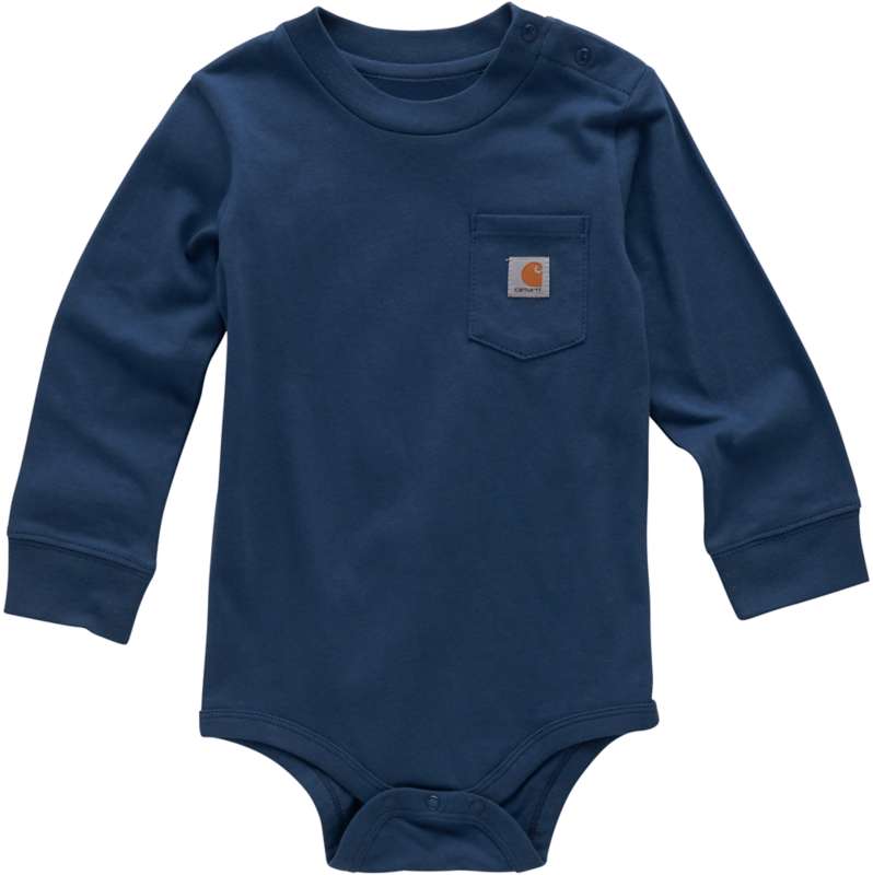 Carhartt  Deep Lagoon Boys' Long Sleeve Pocket Bodysuit (Baby)