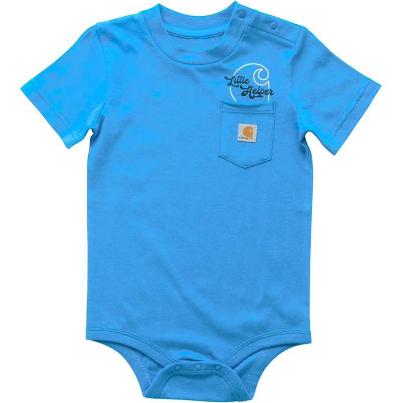 Carhartt  Engineer Blue Boys' Short Sleeve Little Helper Pocket Bodysuit(Infant)