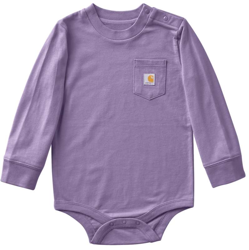 Carhartt  Bold Purple Kids' Long Sleeve Pocket Bodysuit (Baby)