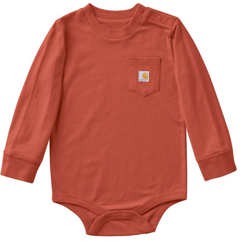 Carhartt  Homestead Red Kids' Long Sleeve Pocket Bodysuit (Baby)