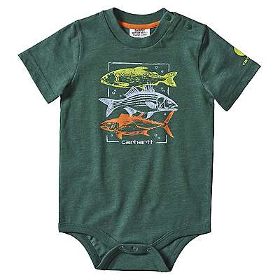 Carhartt Kid's Hunter Green Heather Fish Stack Graphic Bodyshirt