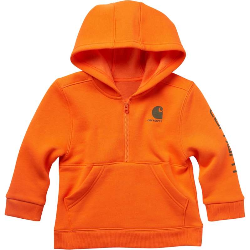 Carhartt  Exotic Orange Hooded Half-Zip Sleeve Logo Sweatshirt