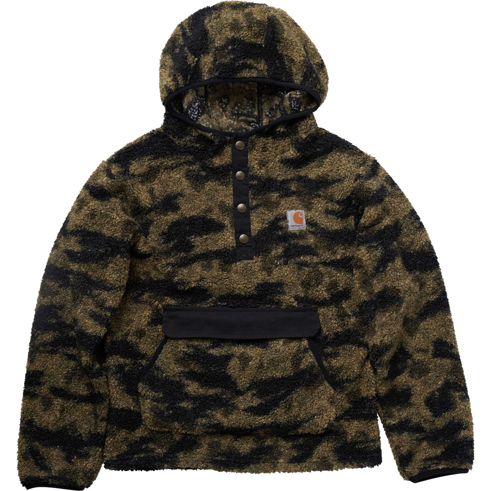 Carhartt Youth boy Blnd Duck Camo Boys' Camo Half Snap Pullover Hoodie Blind Duck Camo