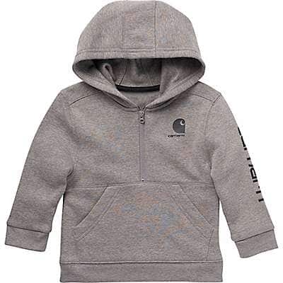 Carhartt Boys' Charcoal Hooded Half-Zip Sleeve Logo Sweatshirt
