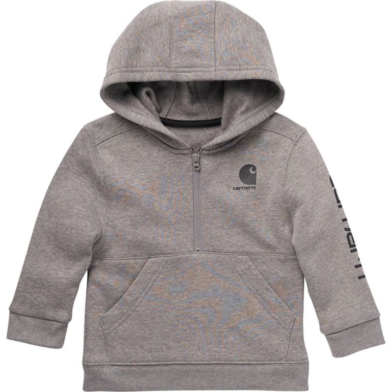 Carhartt  Charcoal Hooded Half-Zip Sleeve Logo Sweatshirt