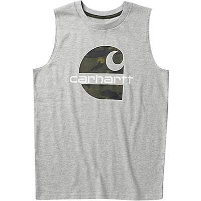 Carhartt Boys' Grey Heather Boys' Sleeveless Camo C T-Shirt