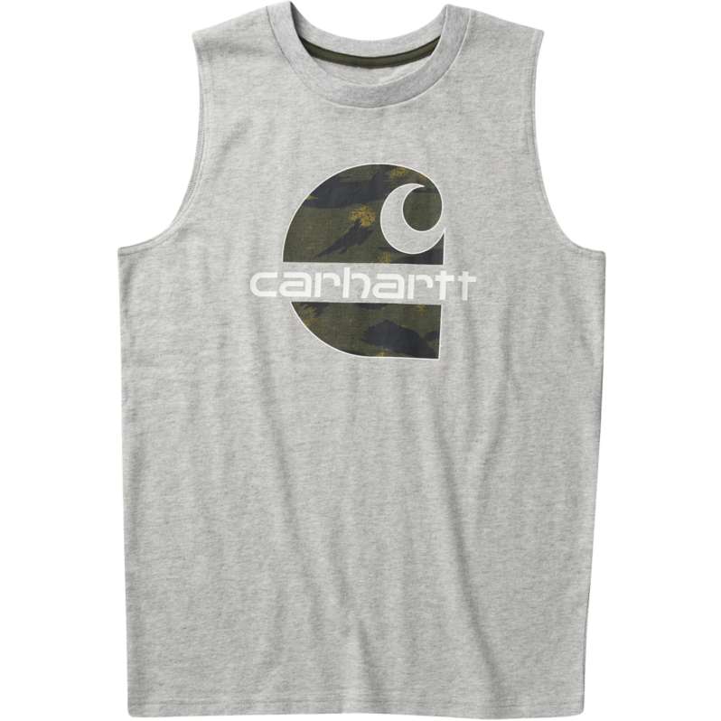 Carhartt  Grey Heather Boys' Sleeveless Camo C T-Shirt