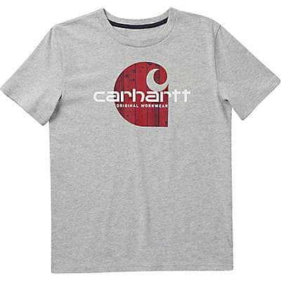 Carhartt Boys' Grey Heather Boys' Short-Sleeve Woodgrain C T-Shirt