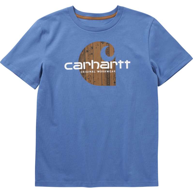 Carhartt  Cobalt Boys' Short-Sleeve Woodgrain C T-Shirt
