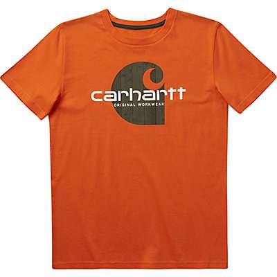 Carhartt Boys' Orange Boys' Short-Sleeve Woodgrain C T-Shirt