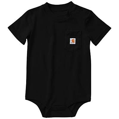Carhartt Boys' Caviar Black Kids' Short-Sleeve Logo Pocket Bodysuit