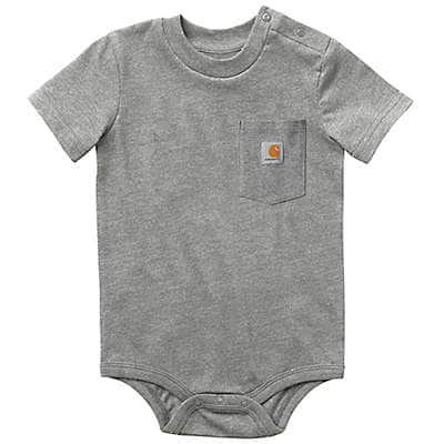 Carhartt Boys' Charcoal Grey Heather Kids' Short-Sleeve Logo Pocket Bodysuit