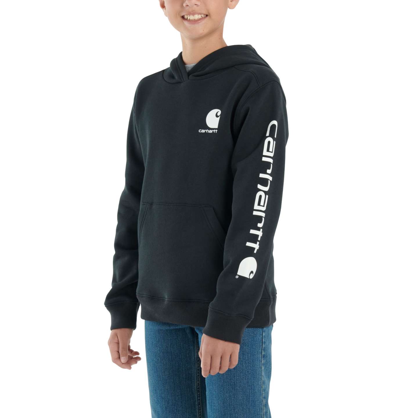 Свитшот Carhartt Long-Sleeve Graphic Sweatshirt (Toddler/Child/Youth) для мальчиков, цвет: Чёрный — фото 1