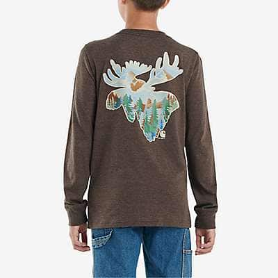 Carhartt Youth boy,toddler boy,child boy Mustang Brown Heather Boys' Long-Sleeve Moose Head T-Shirt
