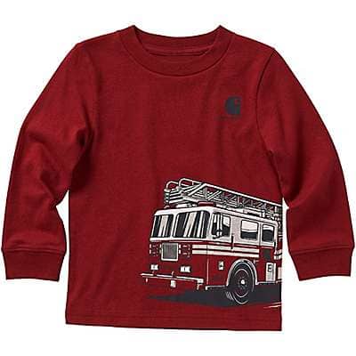 Carhartt Infant boy,toddler boy,child boy Sundried Tomato Boys' Long Sleeve Fire Truck T-Shirt