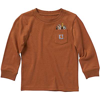 Carhartt Toddler boy,child boy Carhartt Brown Boys' Long-Sleeve Tool Pocket T-Shirt
