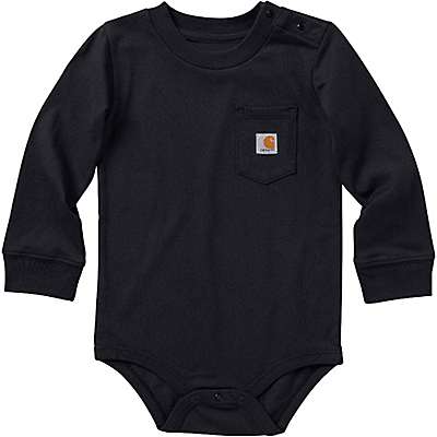 Carhartt Unisex Caviar Black Infant Long-Sleeve Pocket Bodysuit
