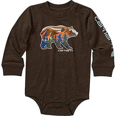 Carhartt Infant boy Mustang Brown Heather Boys' Long-Sleeve Bear Bodysuit