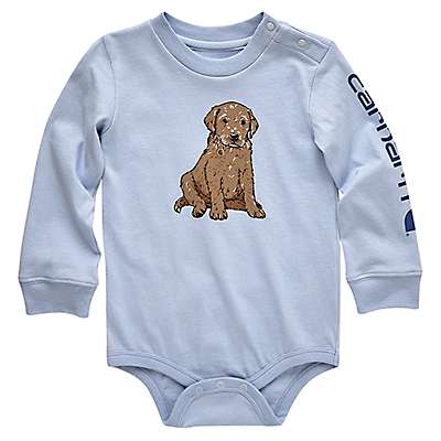 Carhartt Infant boy Fog Blue Boys' Long-Sleeve Puppy Bodysuit