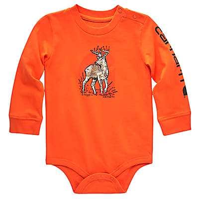 Carhartt Infant boy Orange Flame Boys' Long-Sleeve Deer Bodysuit