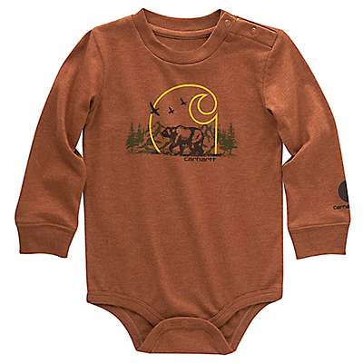 Carhartt Infant boy Oak Brown Heather Boys' Long-Sleeve Bear Bodysuit