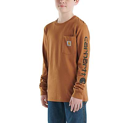 Carhartt Toddler boy,child boy,youth boy Carhartt Brown Boys' Long-Sleeve Graphic Pocket T-Shirt