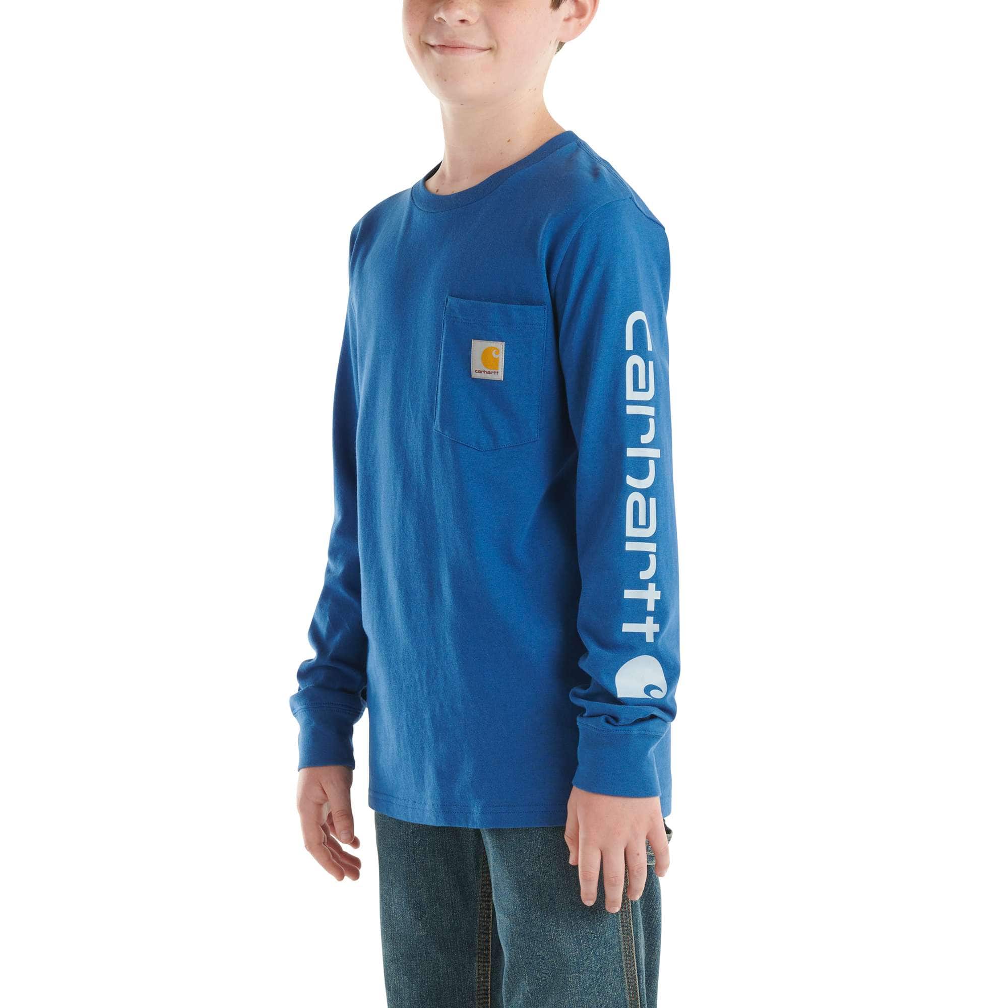 Carhartt Toddler boy,child boy,youth boy Navy Boys' Long-Sleeve Graphic Pocket T-Shirt
