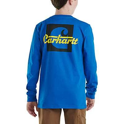 Carhartt Child boy,youth boy Blue Glow Boys' Long-Sleeve Pocket T-Shirt