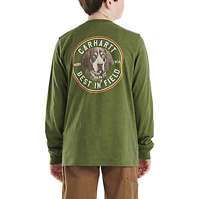 Carhartt Child boy,youth boy Chive Heather Boys' Long-Sleeve Dog Pocket T-Shirt