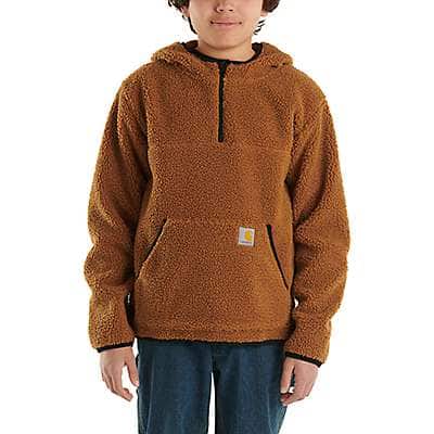 Carhartt Toddler boy,child boy,youth boy Carhartt Brown Boys' Long-Sleeve Fleece Hooded Half-Zip Sweatshirt