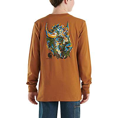 Carhartt Toddler boy,child boy,youth boy Carhartt Brown Boys' Long-Sleeve Buffalo Pocket T-Shirt