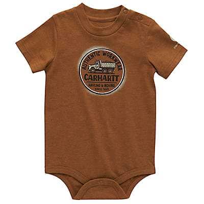 Carhartt Infant boy Light Brown Heather Boys' Short Sleeve Dump Truck Bodysuit (Infant)