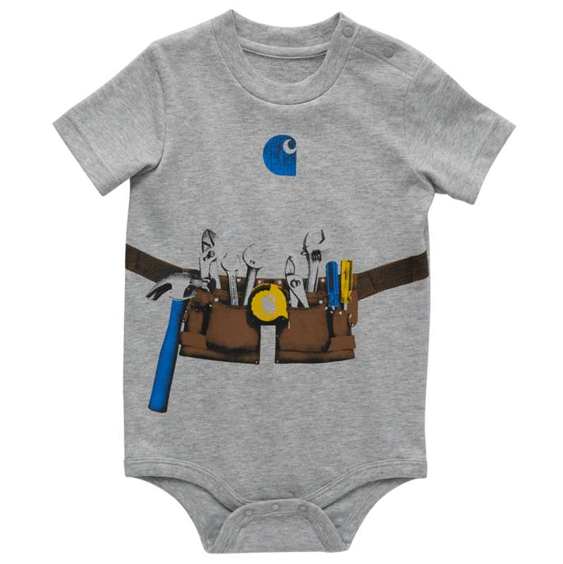 Carhartt  Heather Gray Boys' Short Sleeve Toolbelt Bodysuit (Infant)