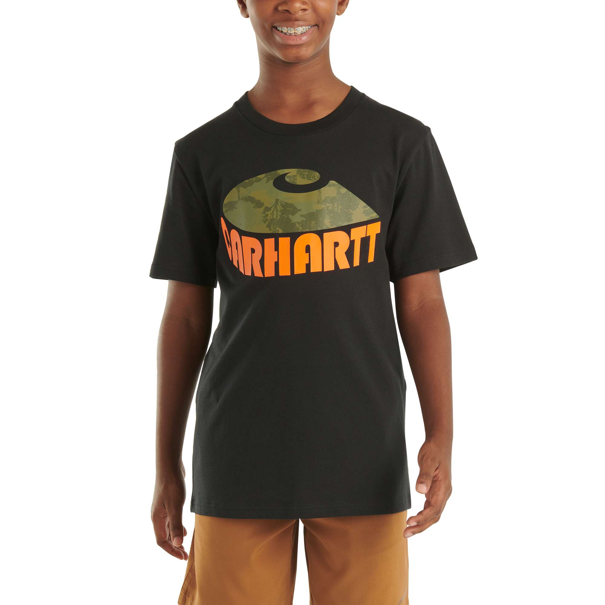 Carhartt tee Shirt boys Fishing On/Back Size 6