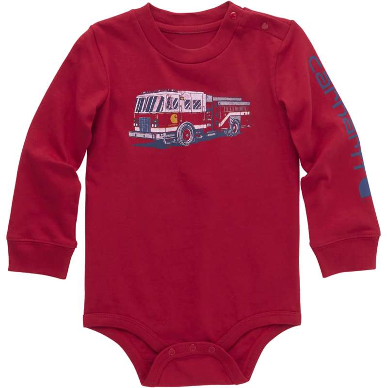Carhartt  Chili Pepper Boys' Long-Sleeve Fire Truck Bodysuit (Infant)