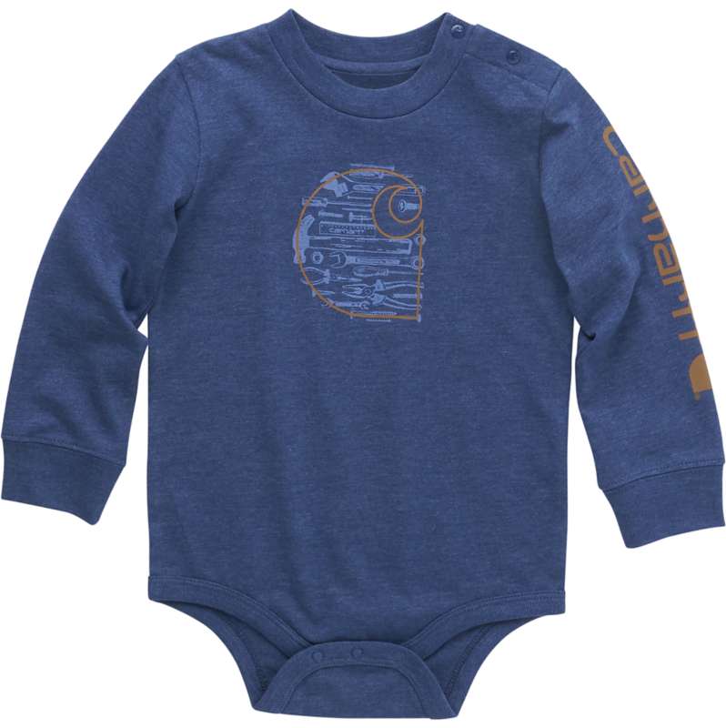 Carhartt  Deep Lagoon Heather Boys' Long-Sleeve Farm Bodysuit (Infant)