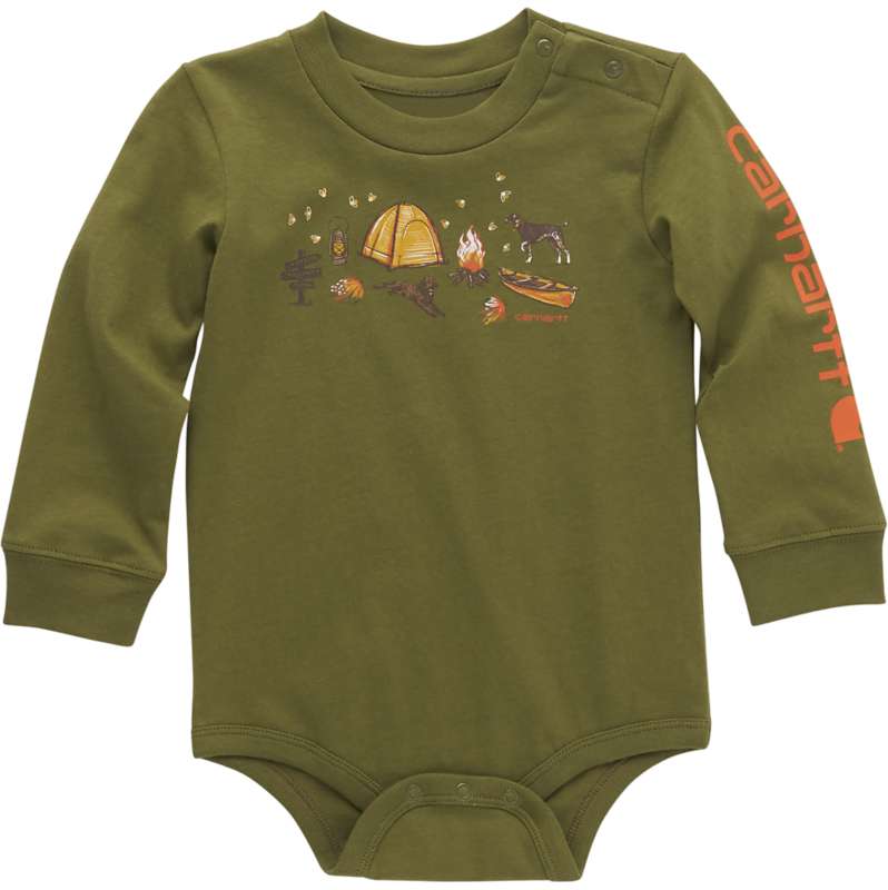 Carhartt  Olive Boys' Long-Sleeve Camping Bodysuit (Infant)