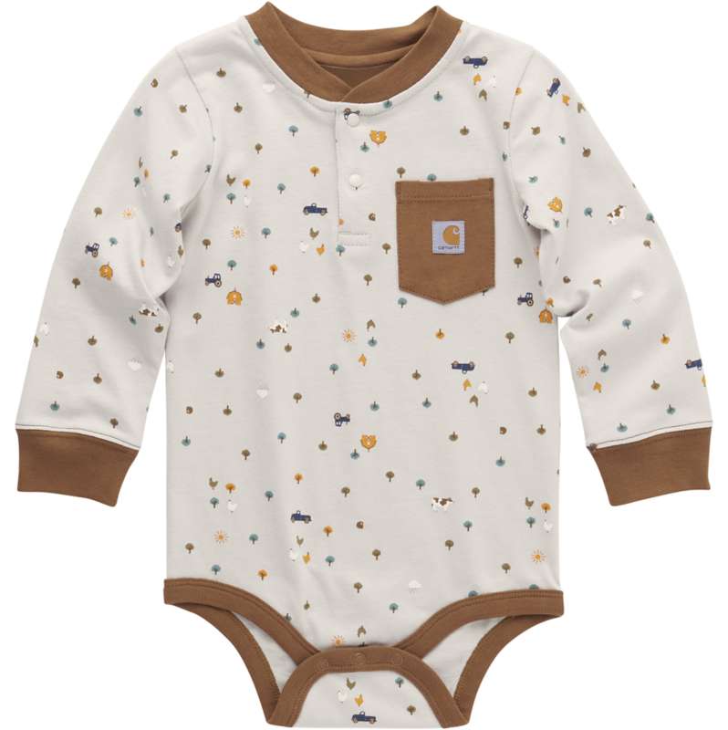 Carhartt  Malt Boys' Long-Sleeve Printed Henley Bodysuit (Infant)